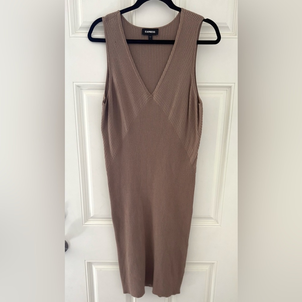 Express Ribbed Sweater Midi Dress L